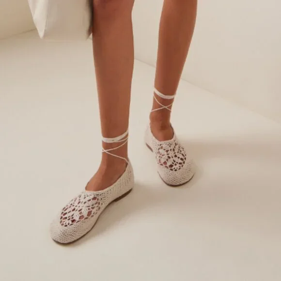 Hvoya Shoes Hvoya Merezhyvni Woven Flats In White Poshmark